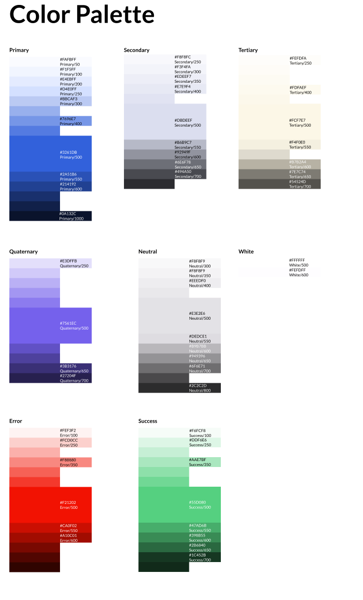 Leseo design system colour palette