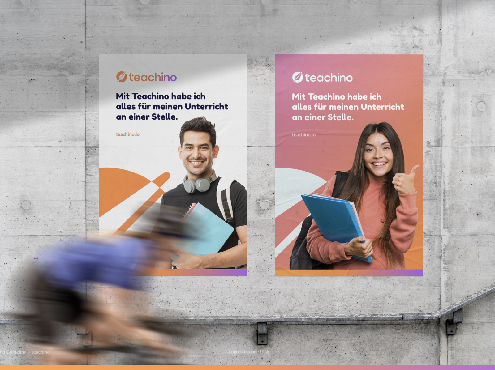 Teachino brand poster with product mockups